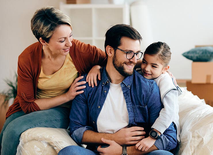 Happy family sharing a warm moment together at home.