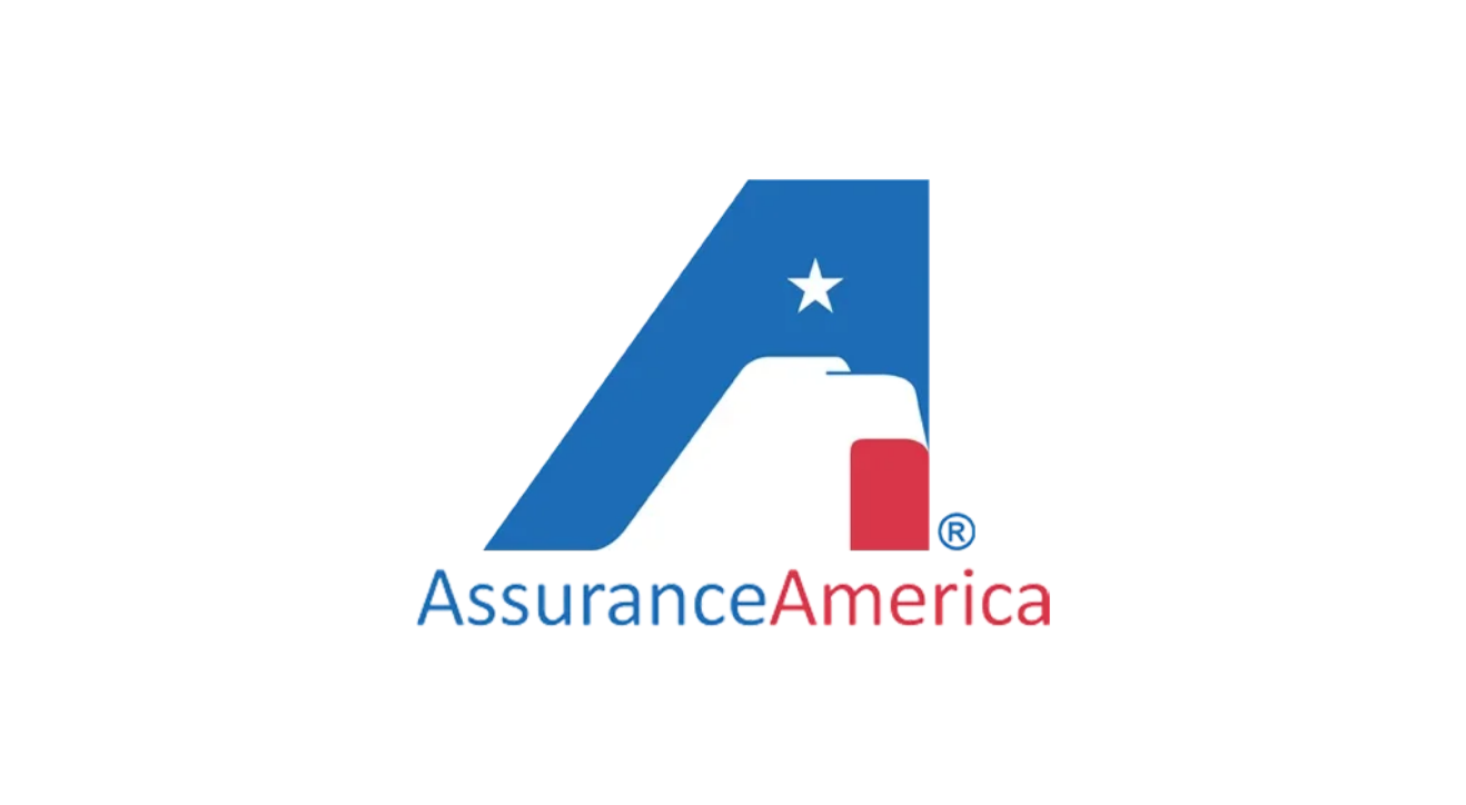 Logo of AssuranceAmerica with an eagle and star in red, white, and blue.