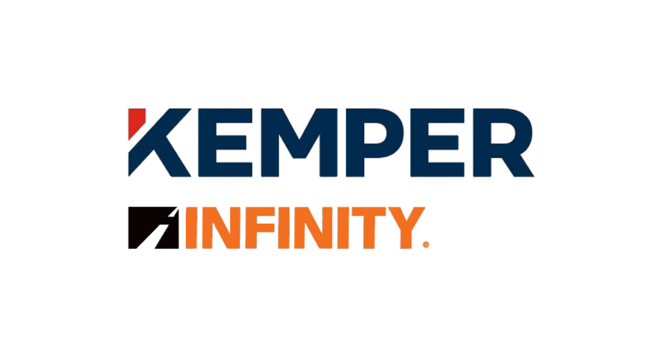 Logo featuring the words Kemper Infinity with a stylized K and upward arrow.